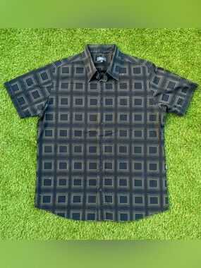 Mexx Black Geometric Square Print Button-Up Shirt XL